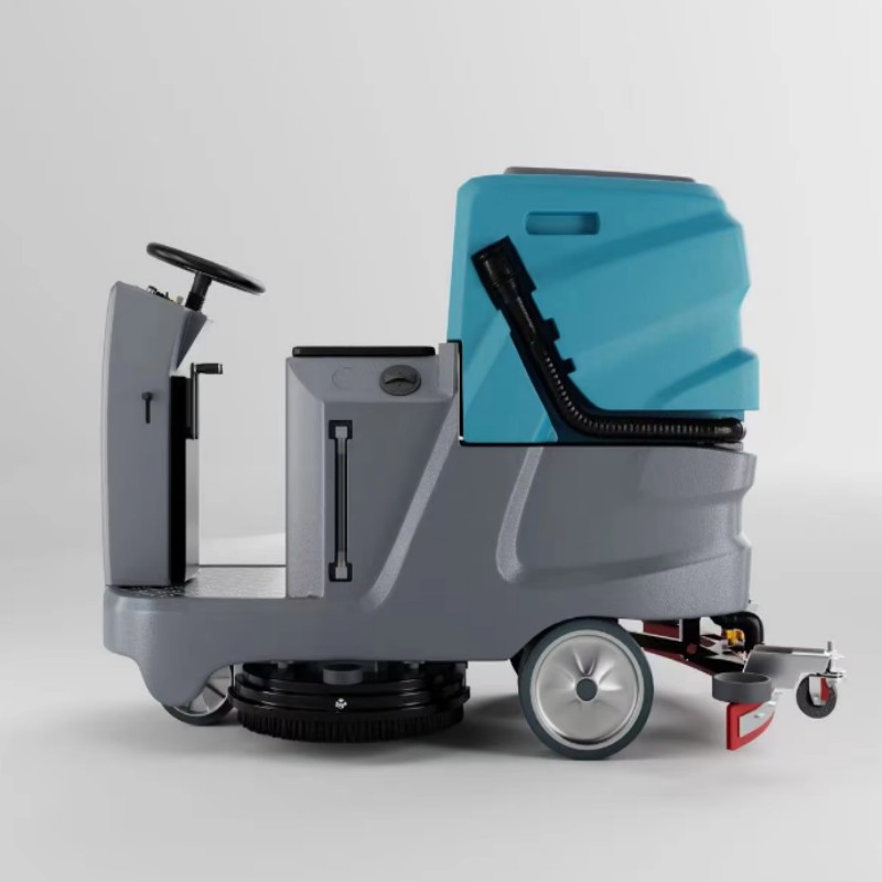 long lasting battery ride on floor scrubber