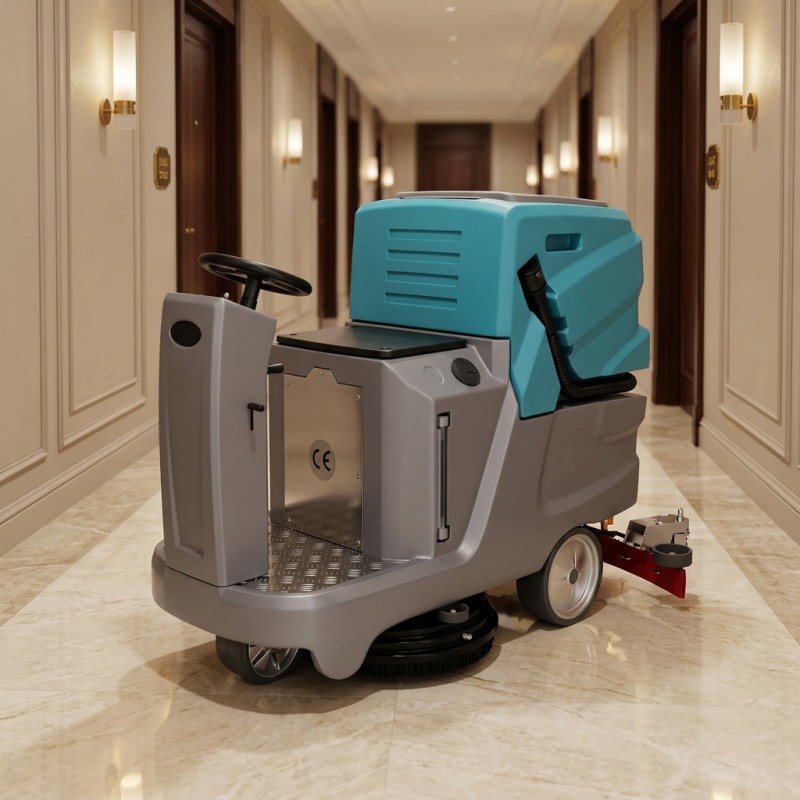 battery powered ride on scrubber