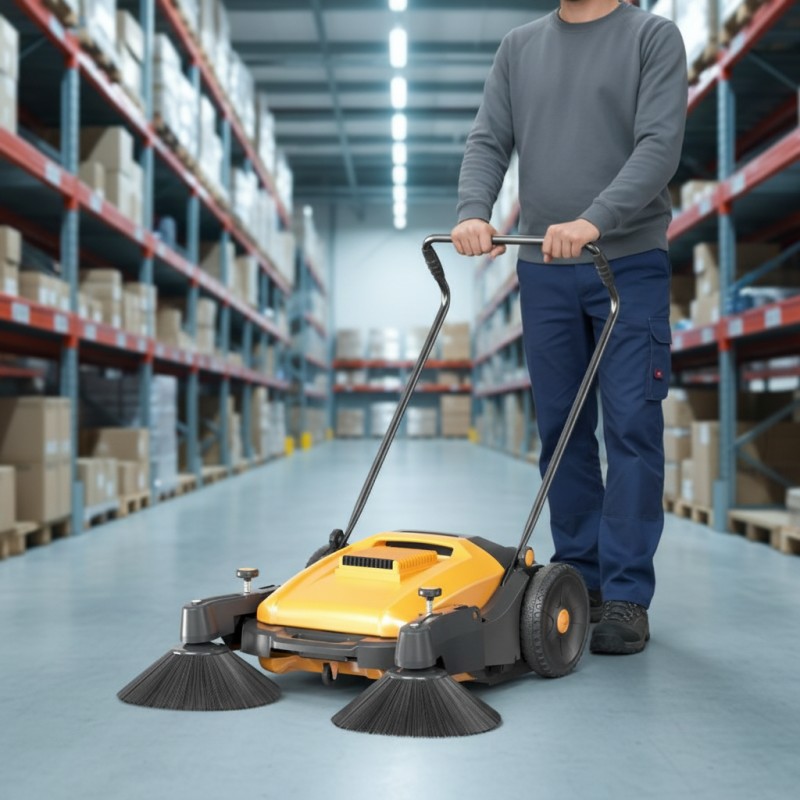 Barredora manual de suelos sin batería para uso comercial y doméstico.